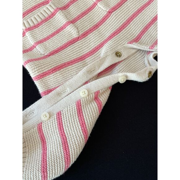 ~ BabGap 3-6 mo 1-piece Sweater Knit Romper Pink Cream Long Pockets 100% Cotton - Picture 3 of 11